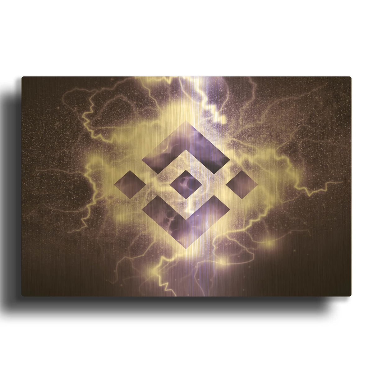 'Binance R' By Valentyn Artemenko Gold Metal Wall Art