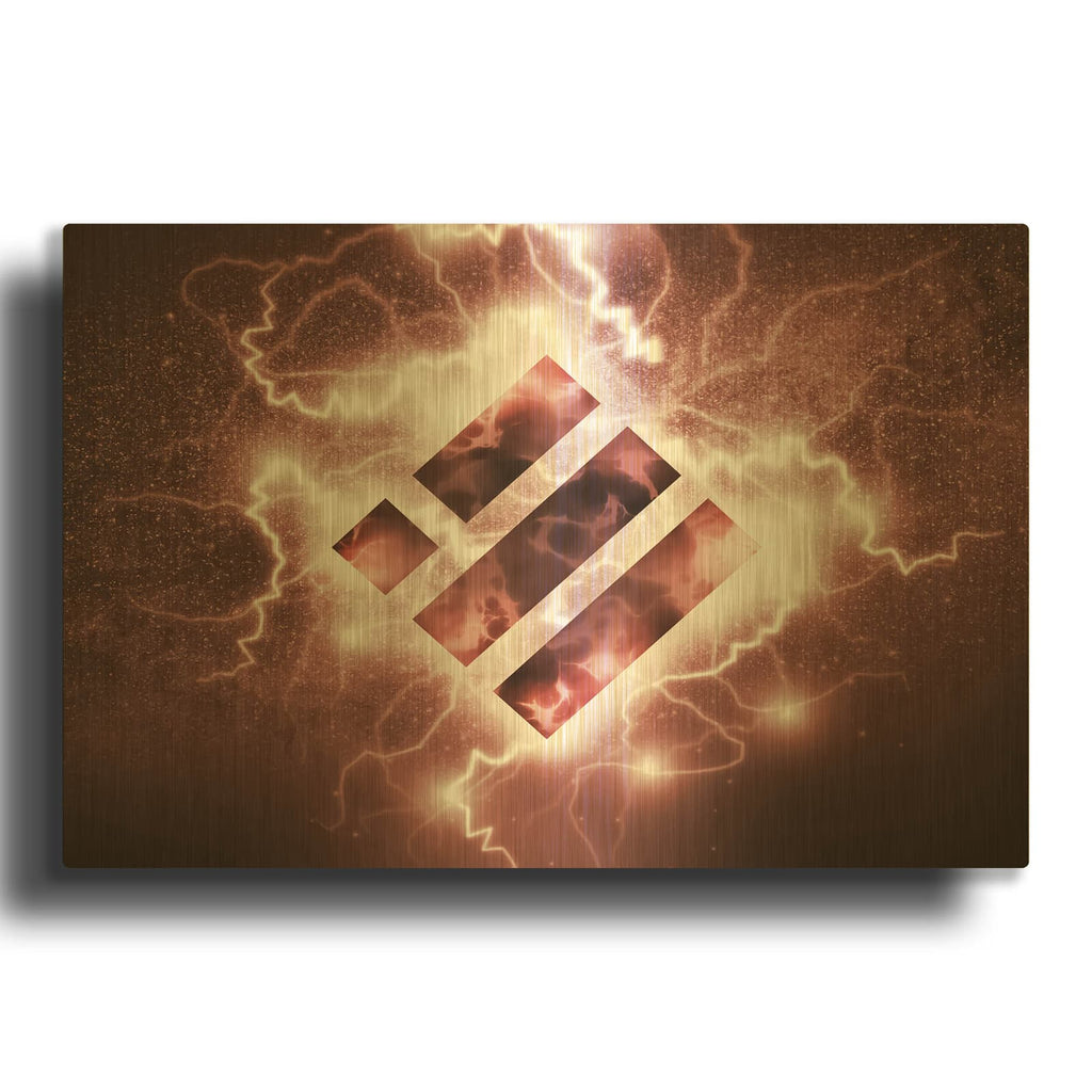 'Crypto Eclipse Binance Bnb' By Valentyn Artemenko Gold Metal Wall Art