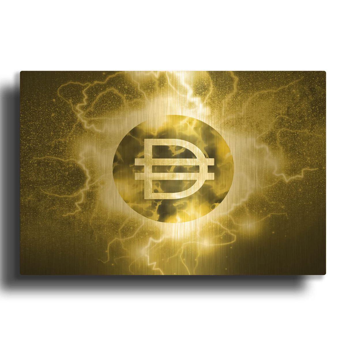 'Crypto Eclipse Dai' By Valentyn Artemenko Gold Metal Wall Art