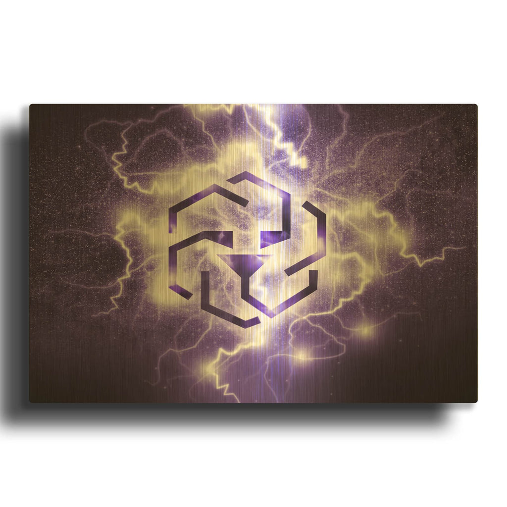 'Crypto Eclipse Leo' By Valentyn Artemenko Gold Metal Wall Art