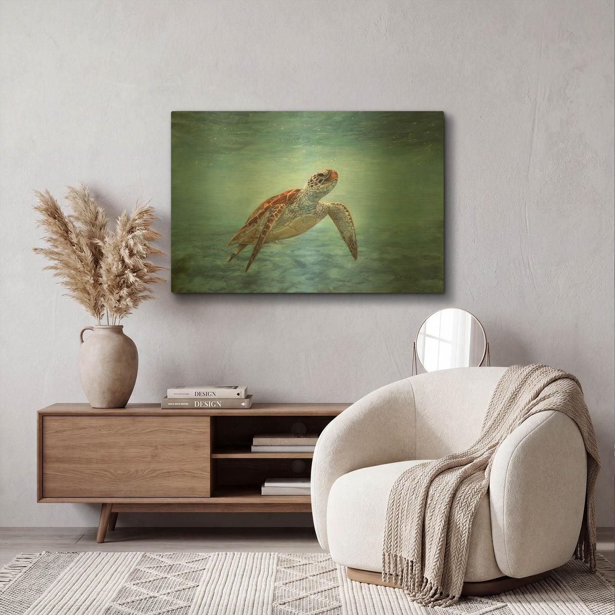 'Sea Turtle' By David Stribbling Gold Metal Wall Art
