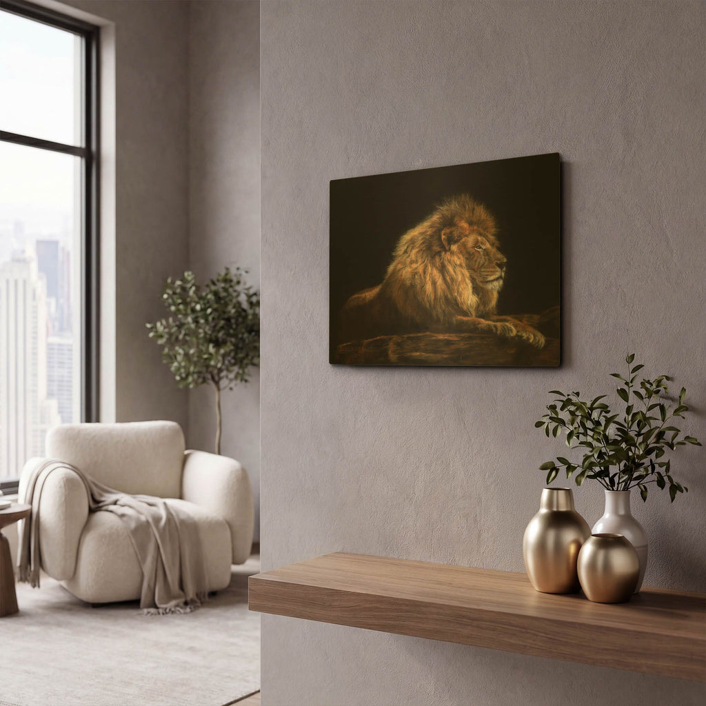 'Golden Lion' By David Stribbling Gold Metal Wall Art