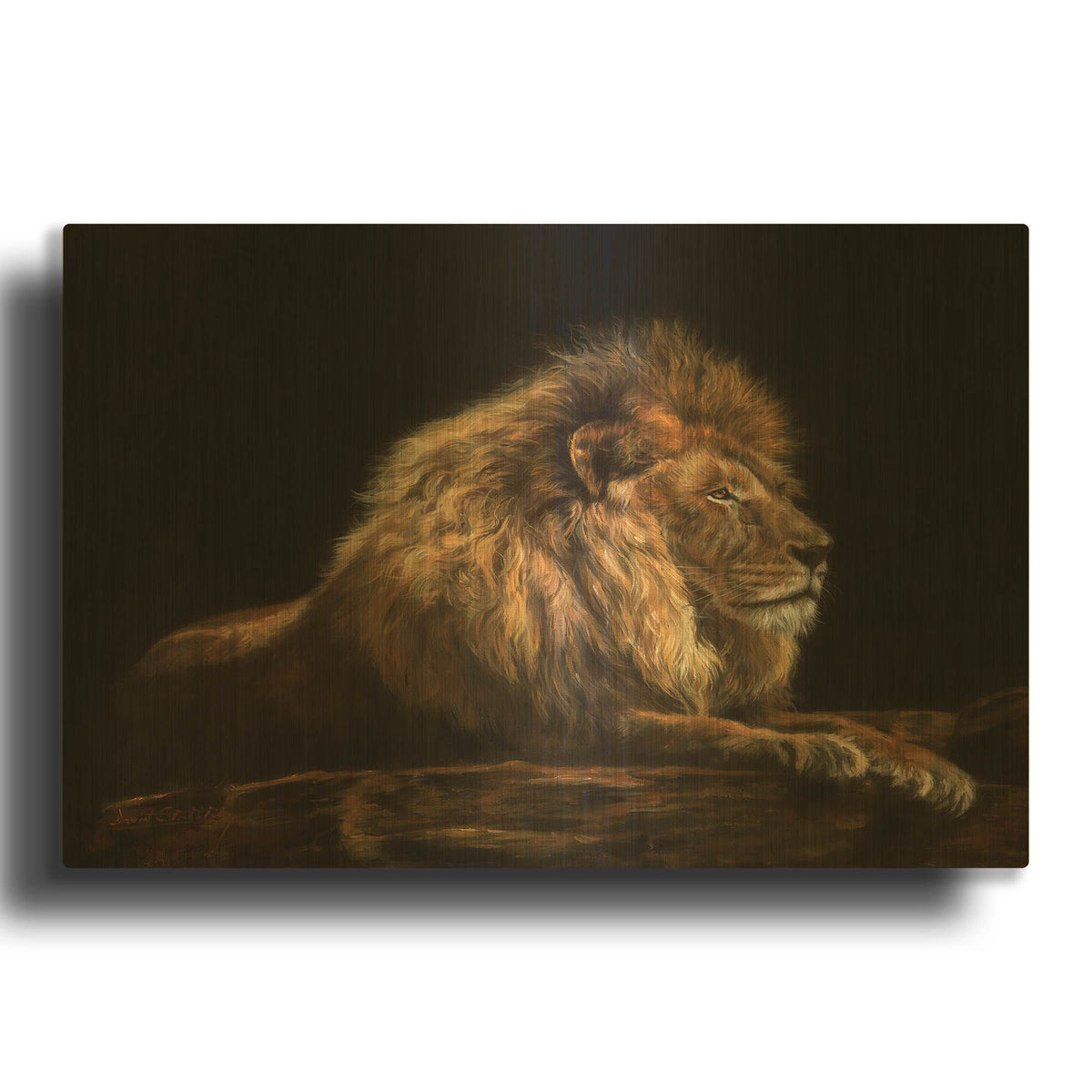 'Golden Lion' By David Stribbling Gold Metal Wall Art