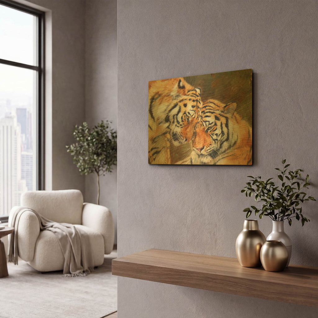 'Tiger Love' By David Stribbling Gold Metal Wall Art