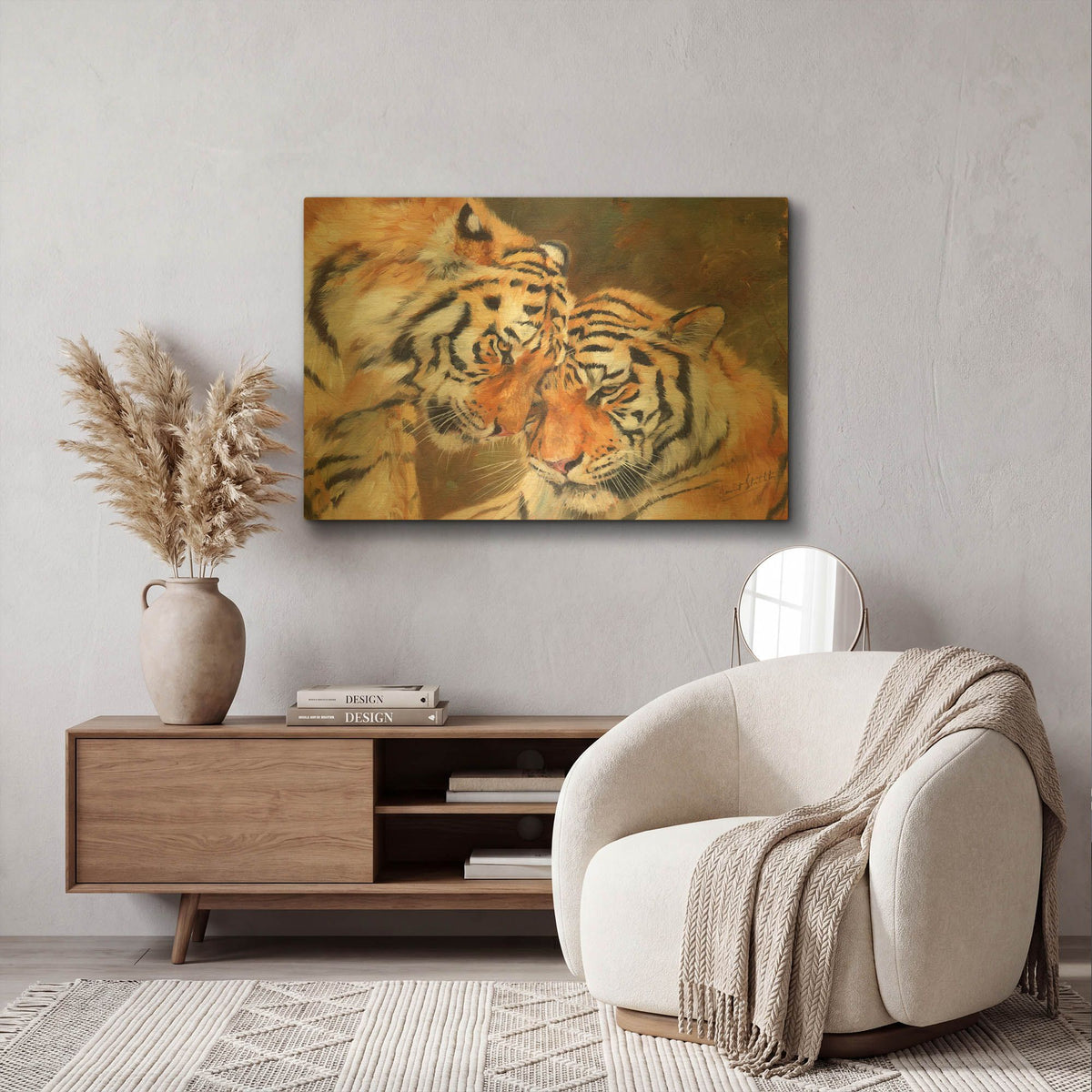 'Tiger Love' By David Stribbling Gold Metal Wall Art