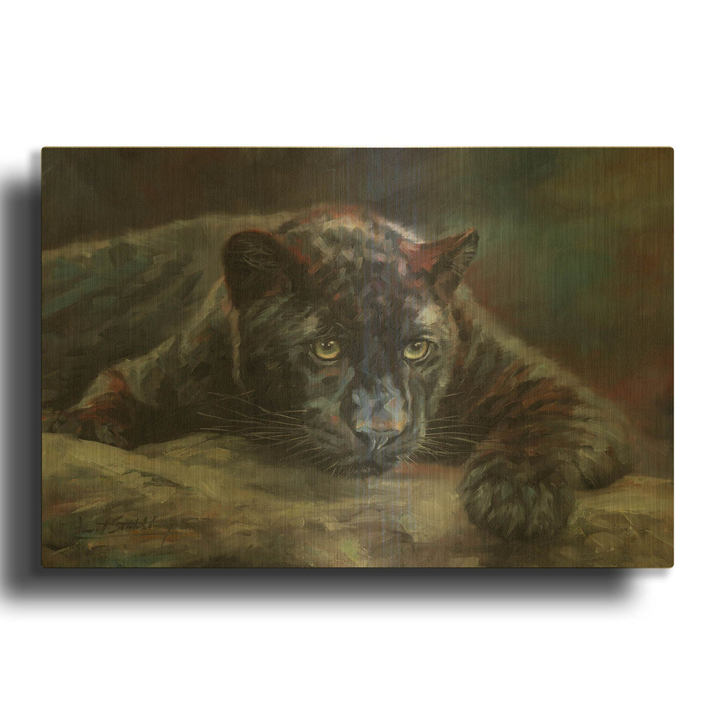 'Black Panther 4' By David Stribbling Gold Metal Wall Art