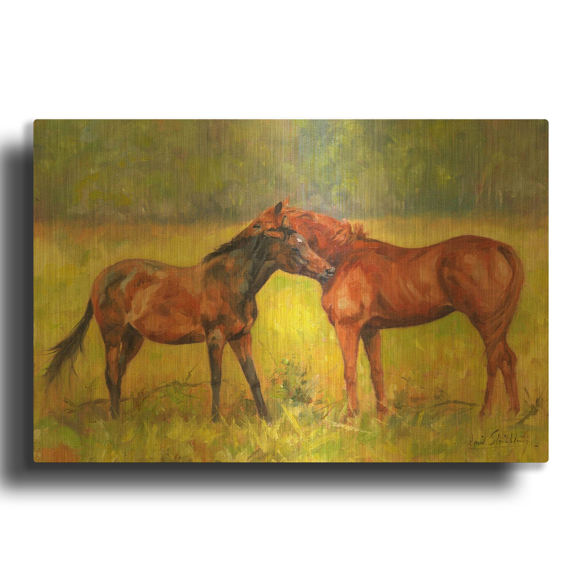 'Horse Love' By David Stribbling Gold Metal Wall Art