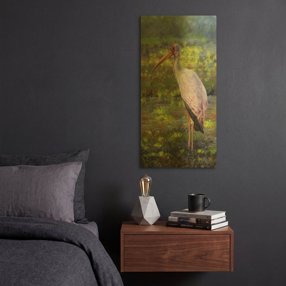 'Yellow Billed Stork' By David Stribbling Gold Metal Wall Art