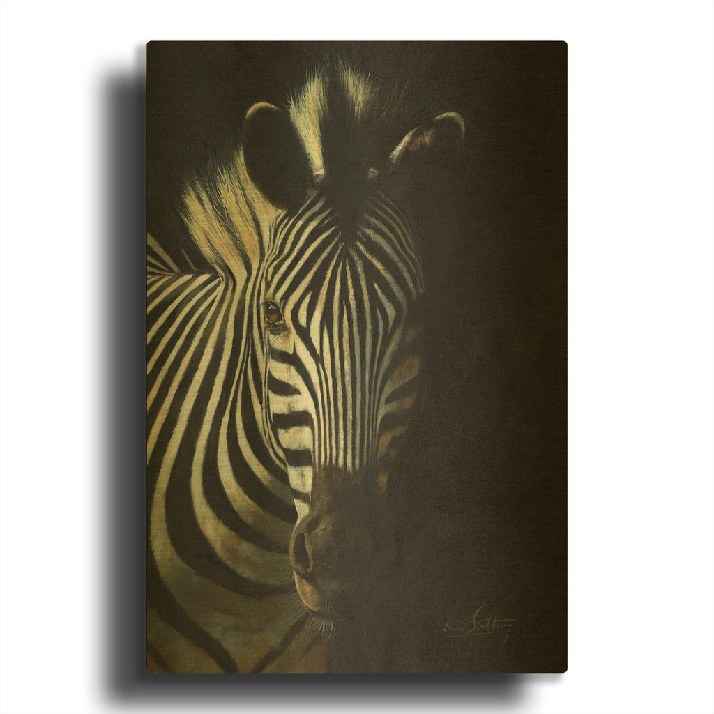 'Zebra Fade To Black' By David Stribbling Gold Metal Wall Art