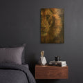 'Lion Half Face' By David Stribbling Gold Metal Wall Art