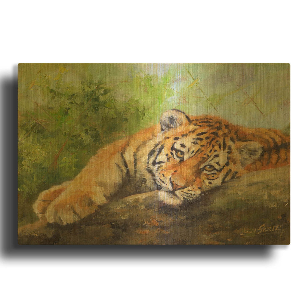 'Tiger Cub Rock' By David Stribbling Gold Metal Wall Art