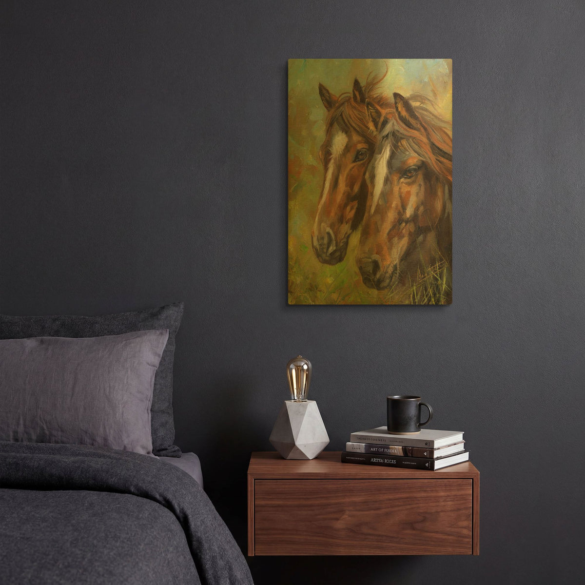 'Horses' By David Stribbling Gold Metal Wall Art