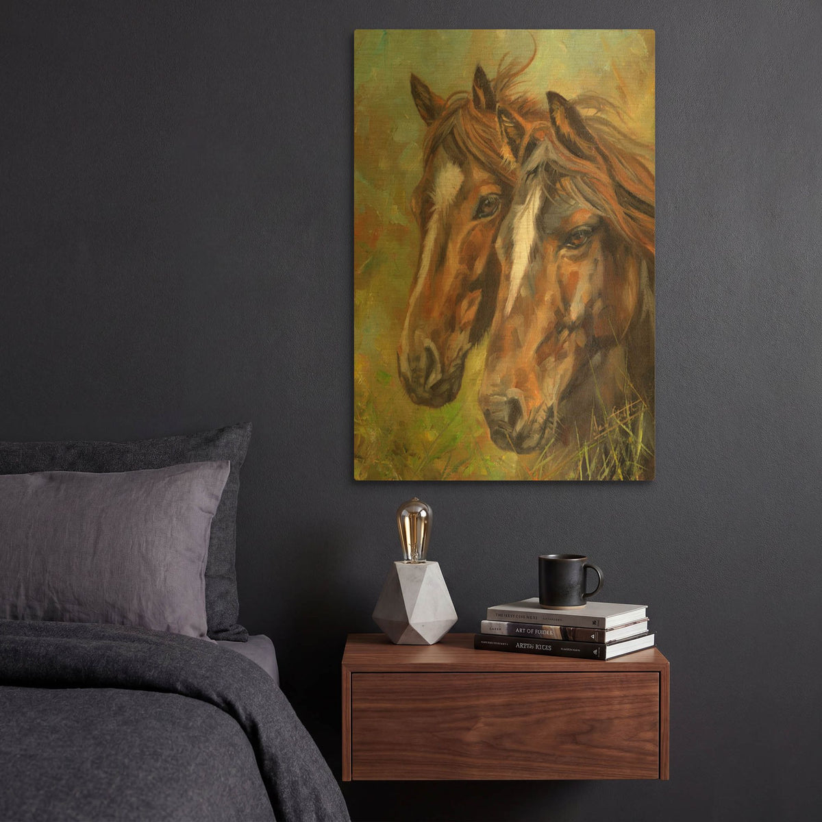 'Horses' By David Stribbling Gold Metal Wall Art