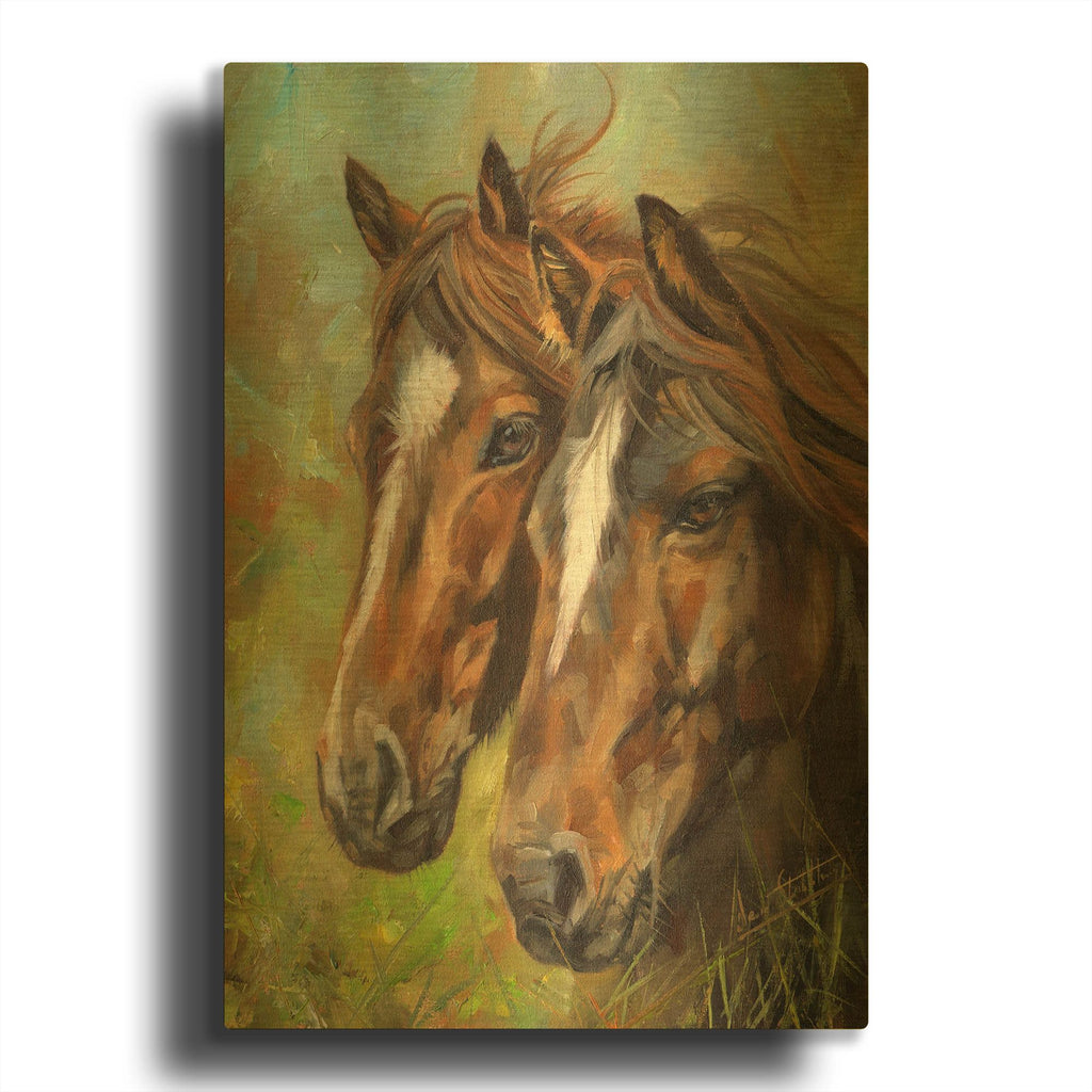 'Horses' By David Stribbling Gold Metal Wall Art