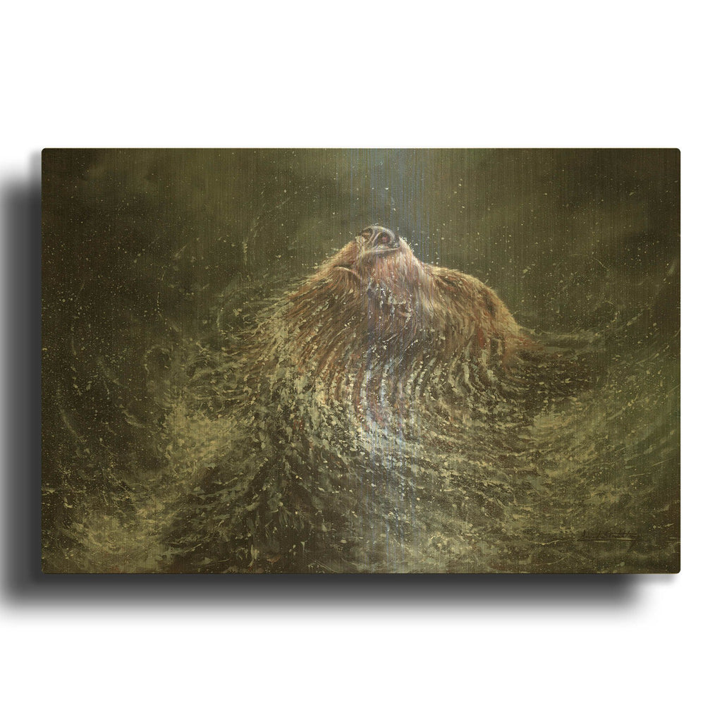 'Bear Splash' By David Stribbling Gold Metal Wall Art
