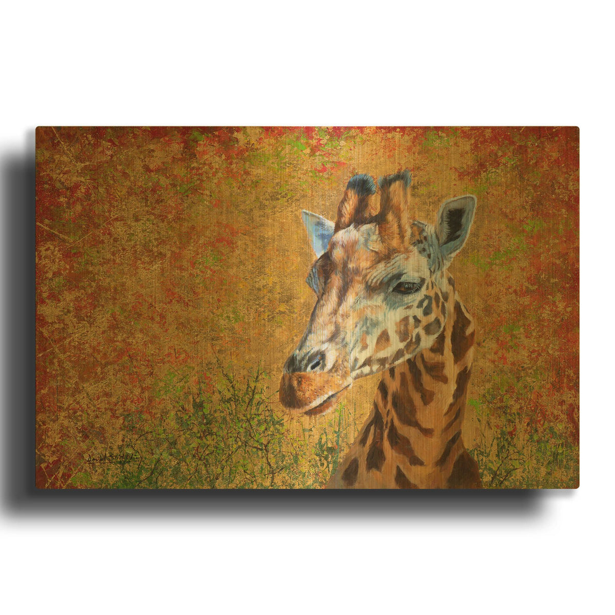 'Giraffe In Gold' By David Stribbling Gold Metal Wall Art