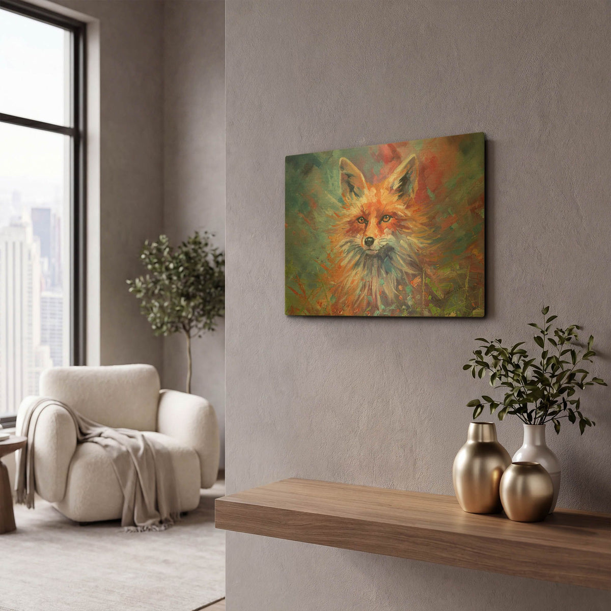'Kitsune Fox' By David Stribbling Gold Metal Wall Art