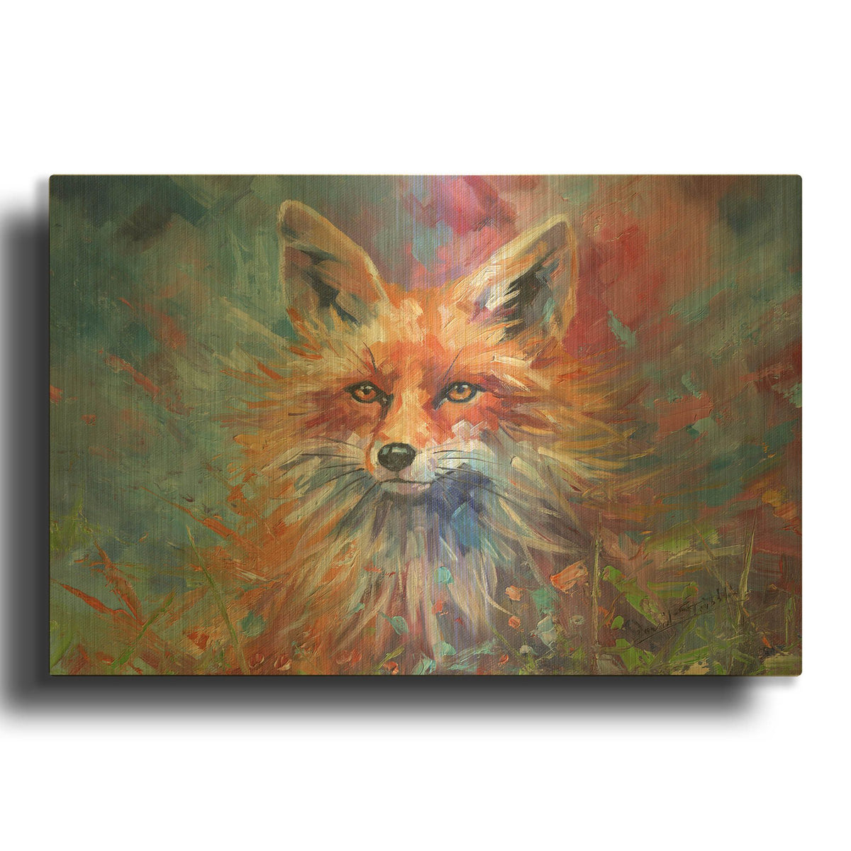 'Kitsune Fox' By David Stribbling Gold Metal Wall Art