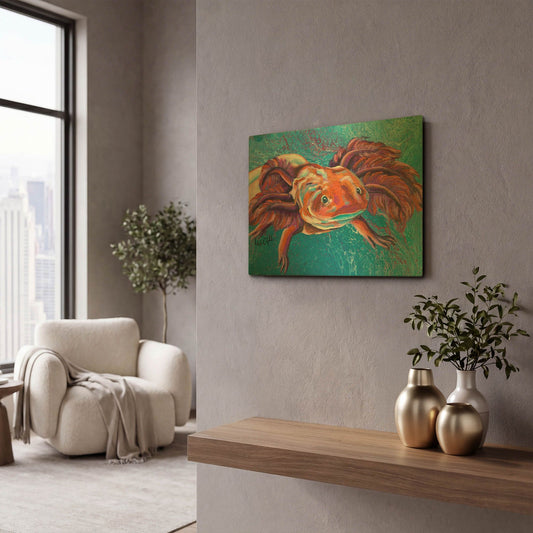 'Axolotl' By Dawg Painter Gold Metal Wall Art