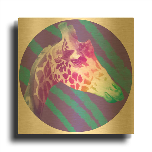 'Faded Giraffe' By Dawg Painter Gold Metal Wall Art