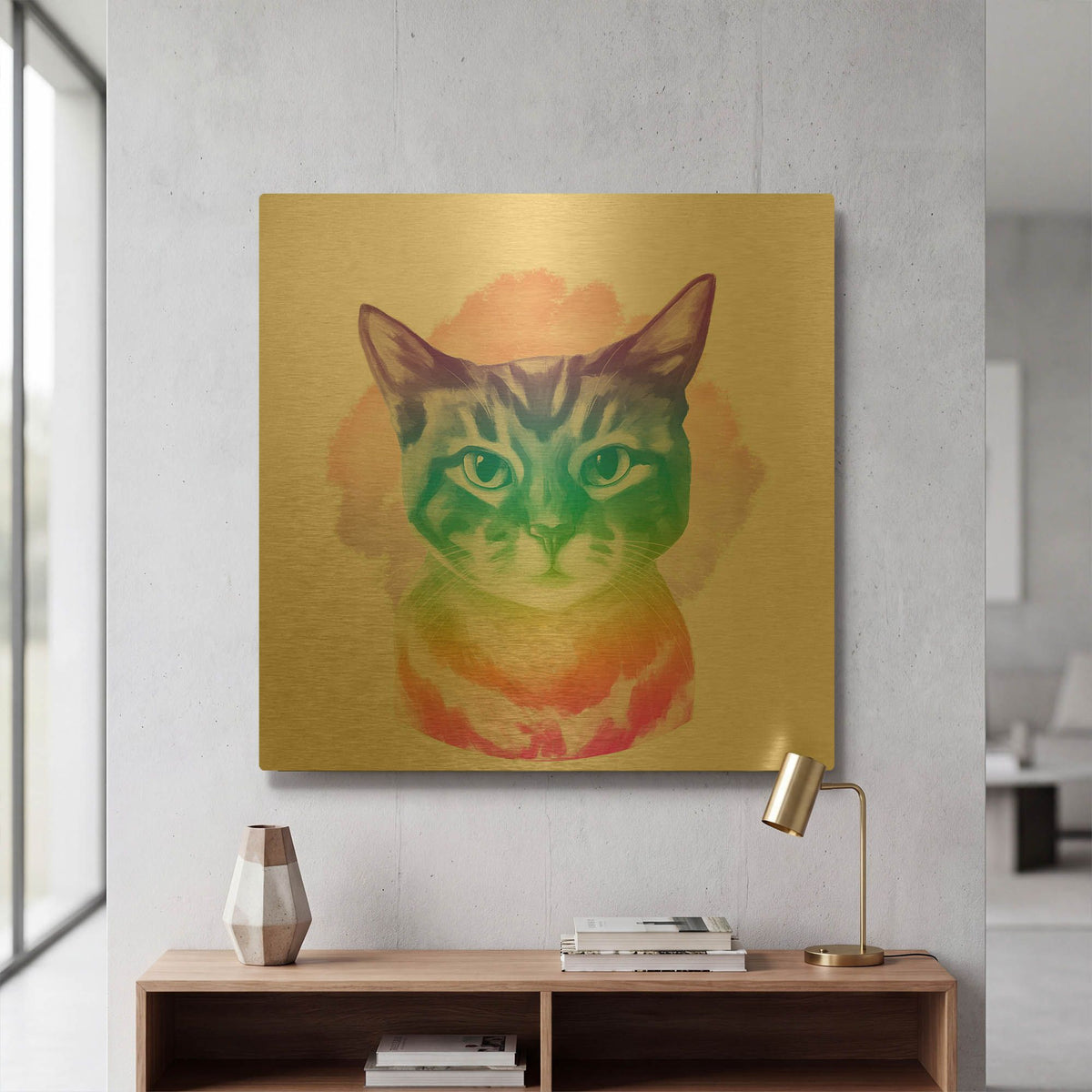 'Faded Kitten' By Dawg Painter Gold Metal Wall Art