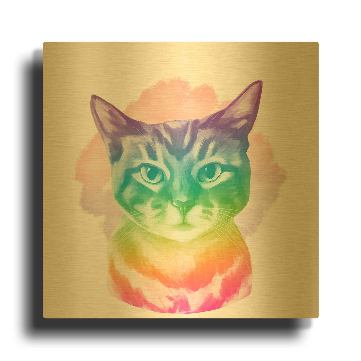 'Faded Kitten' By Dawg Painter Gold Metal Wall Art