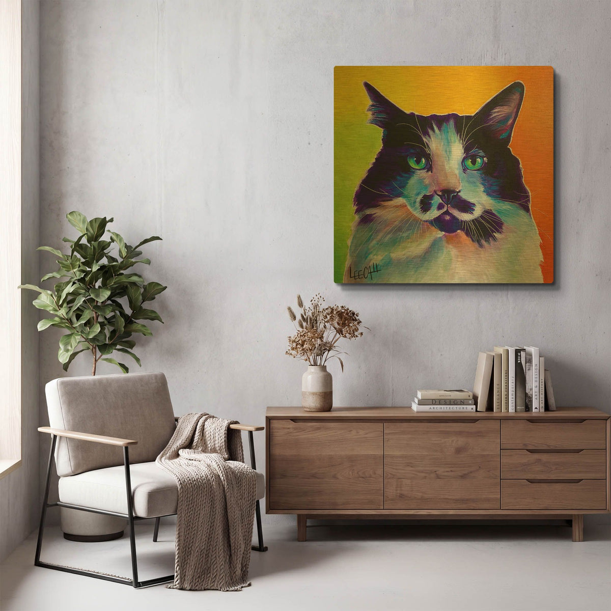 'Cat-ittude' By Dawg Painter Gold Metal Wall Art
