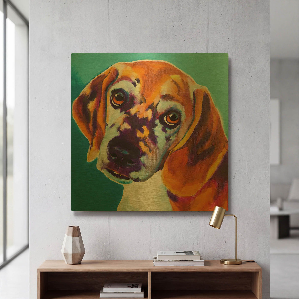 'Beagle - Bj' By Dawg Painter Gold Metal Wall Art