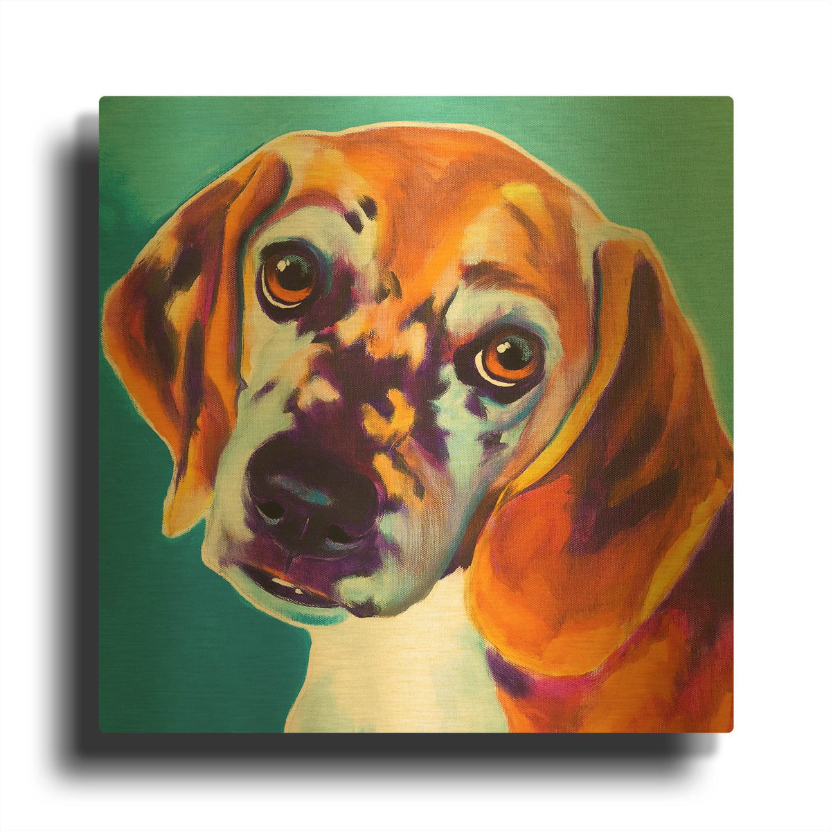 'Beagle - Bj' By Dawg Painter Gold Metal Wall Art