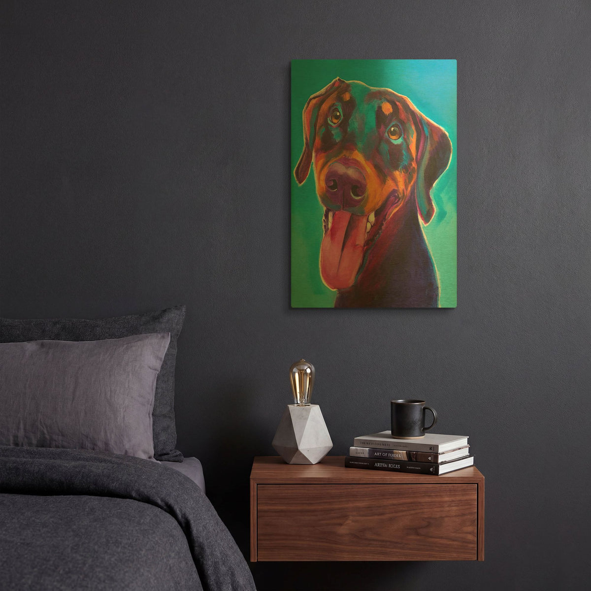 'Doberman - Annie' By Dawg Painter Gold Metal Wall Art