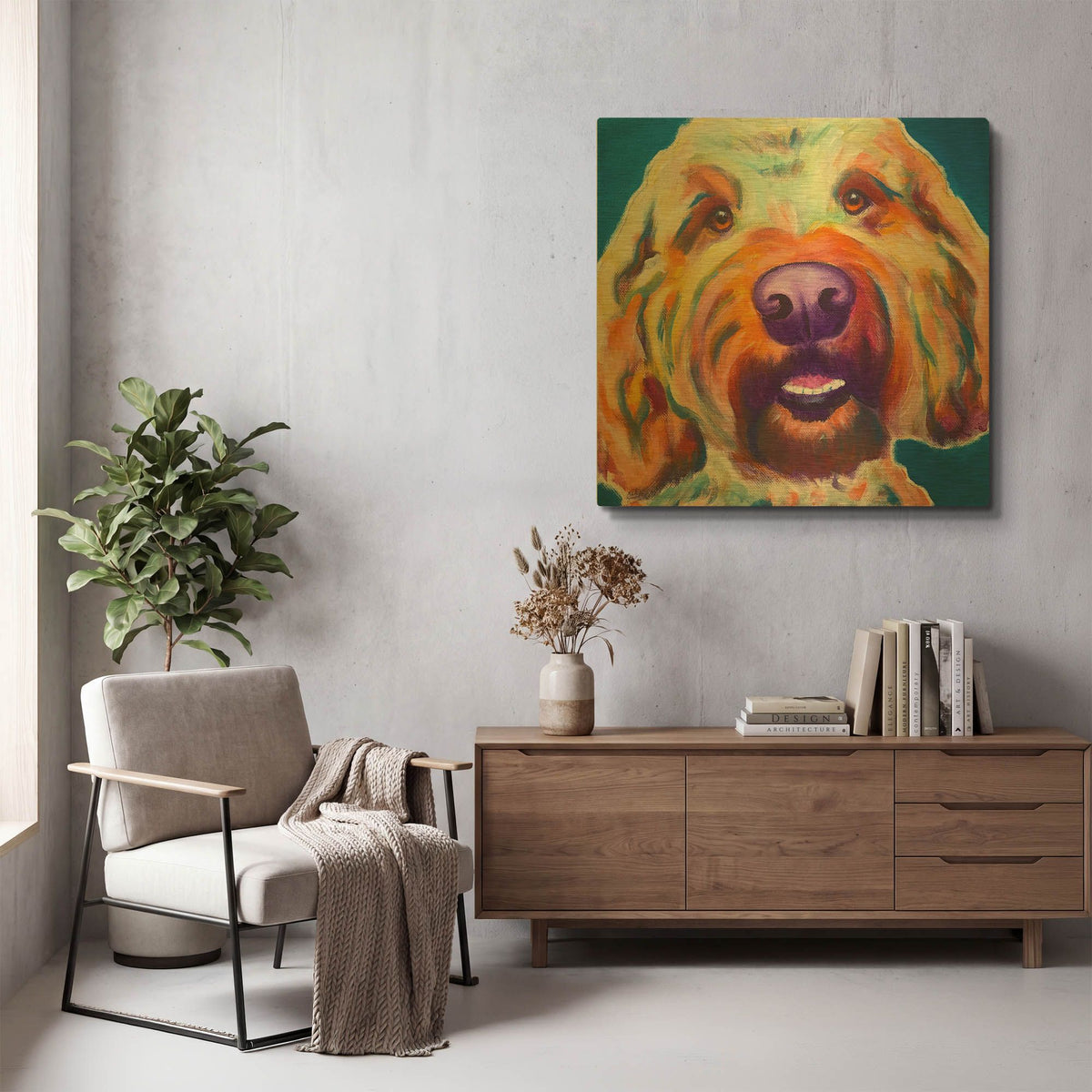 'Doodle - Larry' By Dawg Painter Gold Metal Wall Art