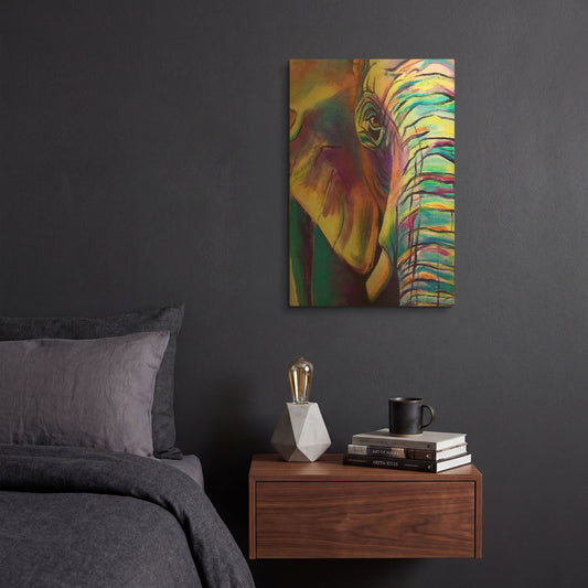 'Elephant - Butterfly Left' By Dawg Painter Gold Metal Wall Art