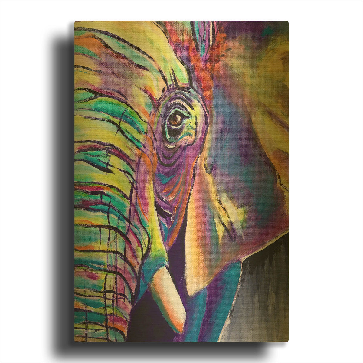 'Elephant - Butterfly Right' By Dawg Painter Gold Metal Wall Art