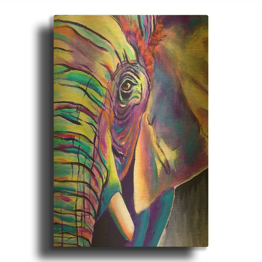 'Elephant - Butterfly Right' By Dawg Painter Gold Metal Wall Art