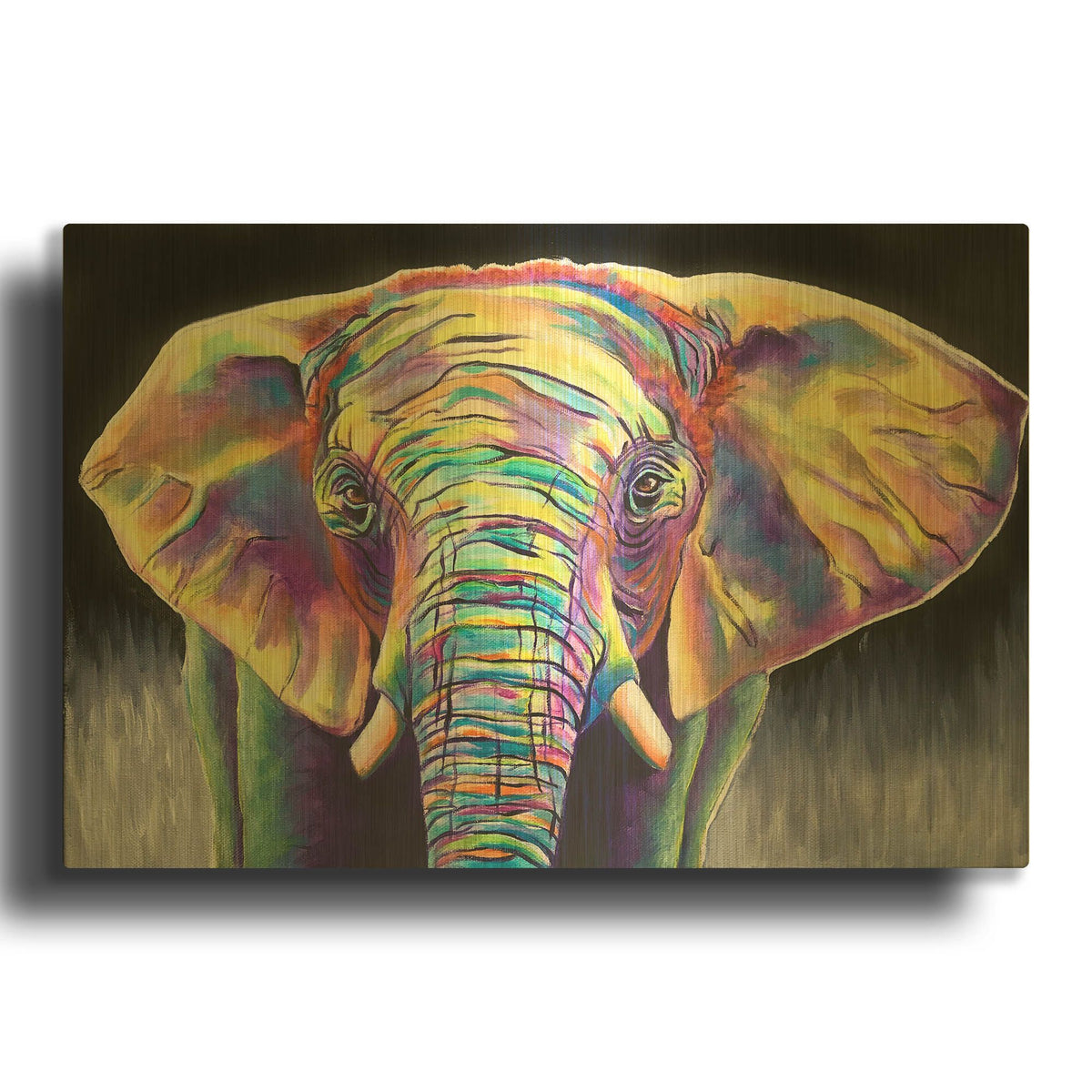 'Elephant - Butterfly' By Dawg Painter Gold Metal Wall Art