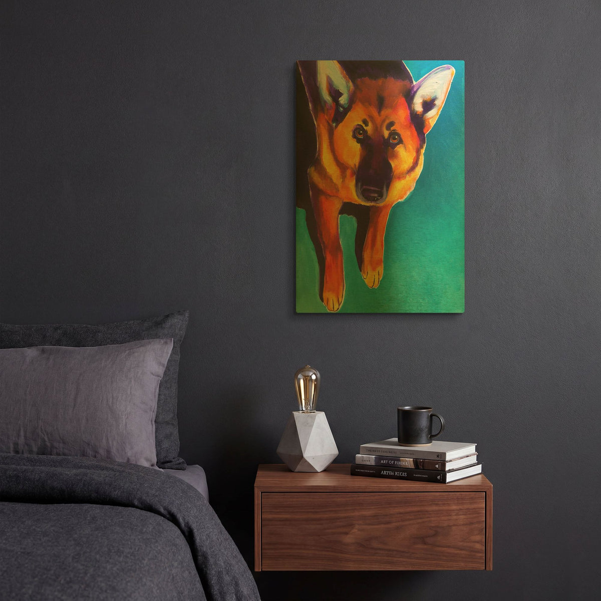 'German Shepherd - Kim' By Dawg Painter Gold Metal Wall Art