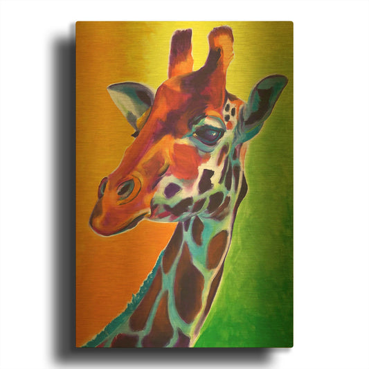 'Giraffe - Summer Fling' By Dawg Painter Gold Metal Wall Art
