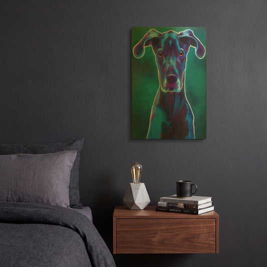 'Great Dane - Blue' By Dawg Painter Gold Metal Wall Art