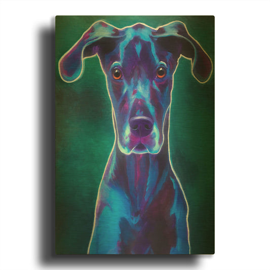 'Great Dane - Blue' By Dawg Painter Gold Metal Wall Art