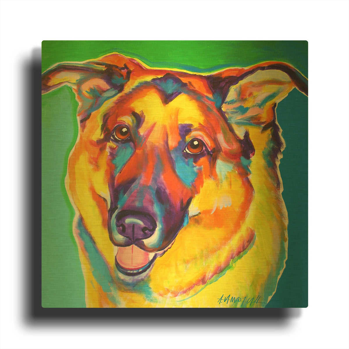 'Gsd - Thomas' By Dawg Painter Gold Metal Wall Art