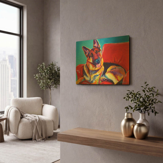 'Gsd - Zeke' By Dawg Painter Gold Metal Wall Art