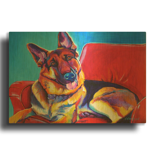 'Gsd - Zeke' By Dawg Painter Gold Metal Wall Art