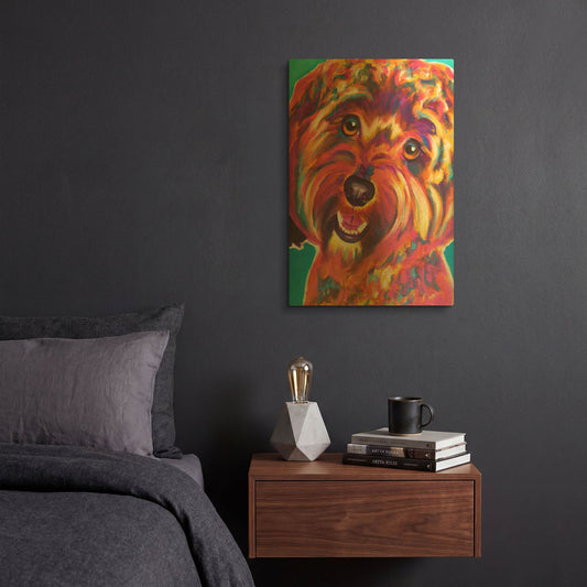 'Cavapoo - Daisy' By Dawg Painter Gold Metal Wall Art
