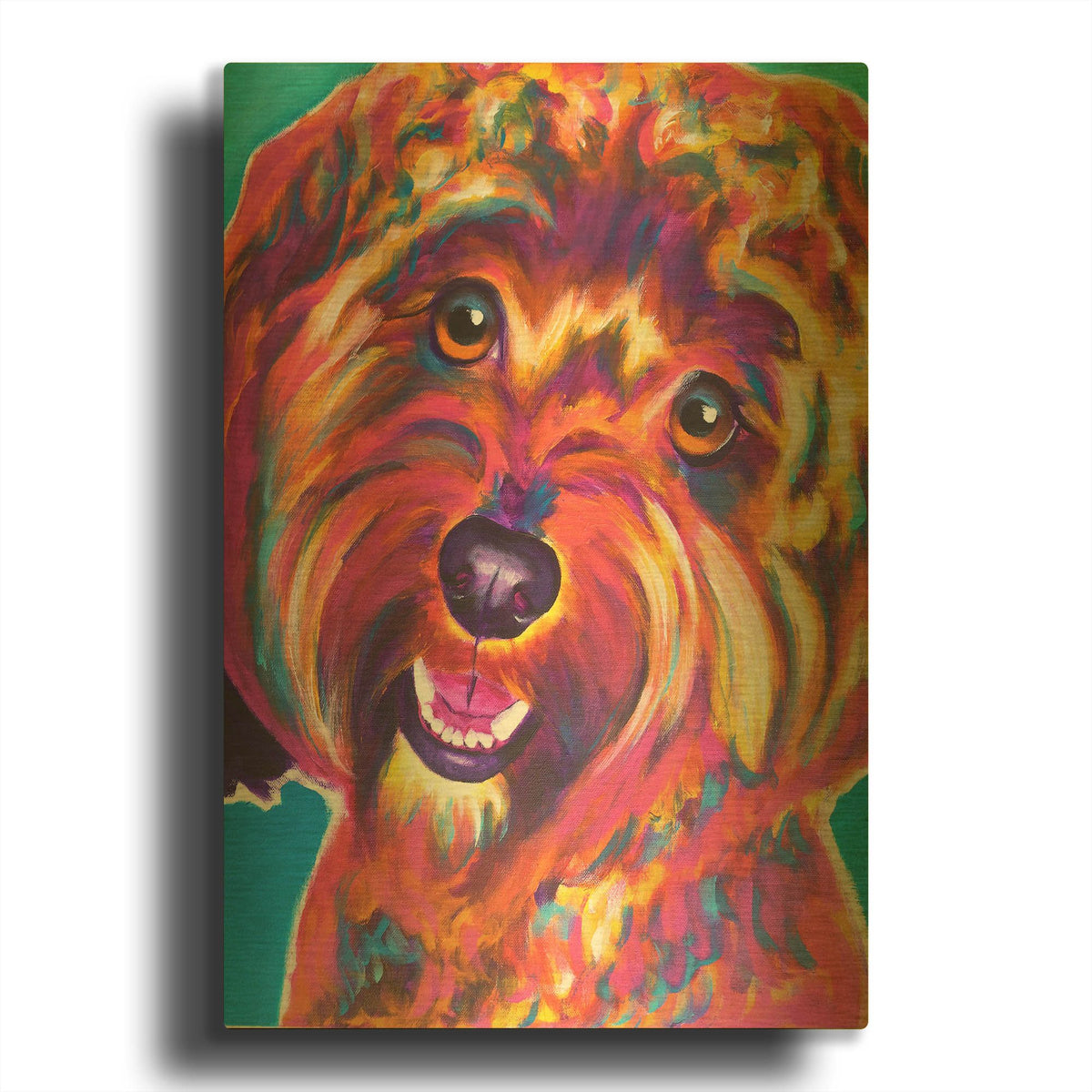 'Cavapoo - Daisy' By Dawg Painter Gold Metal Wall Art