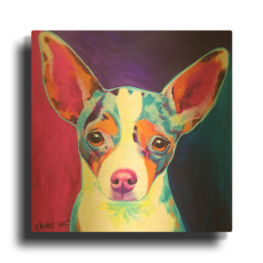 'Chihuahua - Brady' By Dawg Painter Gold Metal Wall Art