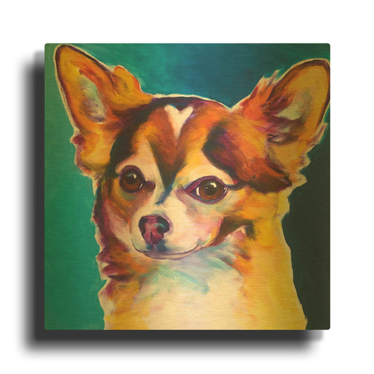 'Chihuahua - Honey' By Dawg Painter Gold Metal Wall Art