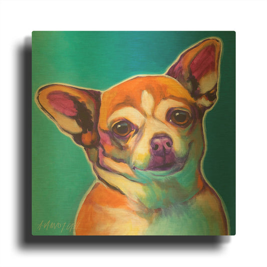 'Chihuahua - Starr' By Dawg Painter Gold Metal Wall Art