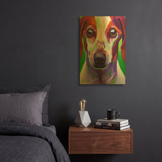 'Dachshund - Cooper' By Dawg Painter Gold Metal Wall Art