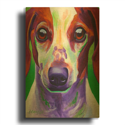 'Dachshund - Cooper' By Dawg Painter Gold Metal Wall Art