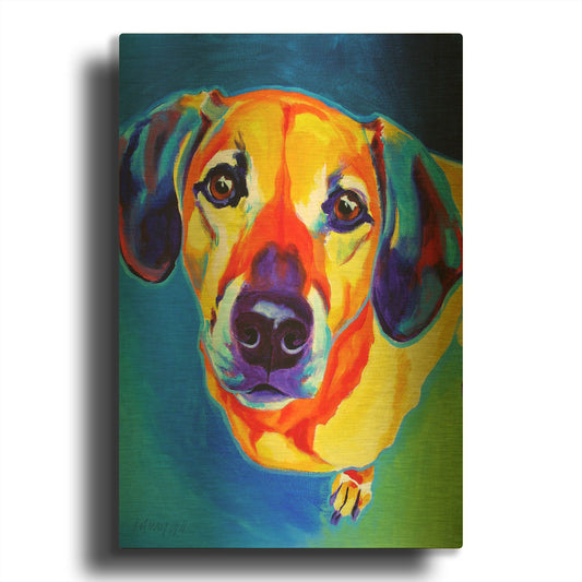 'Dachshund - Maisie' By Dawg Painter Gold Metal Wall Art